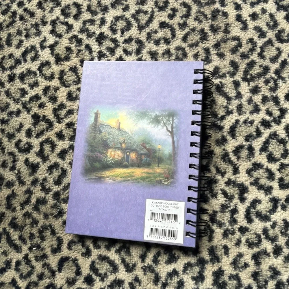 Thomas Kinkade Style Christian Journal Spiral Notebook Scripture Cottage Art New